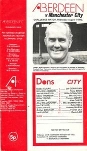 Aberdeen v Manchester City Friendly 1973/74